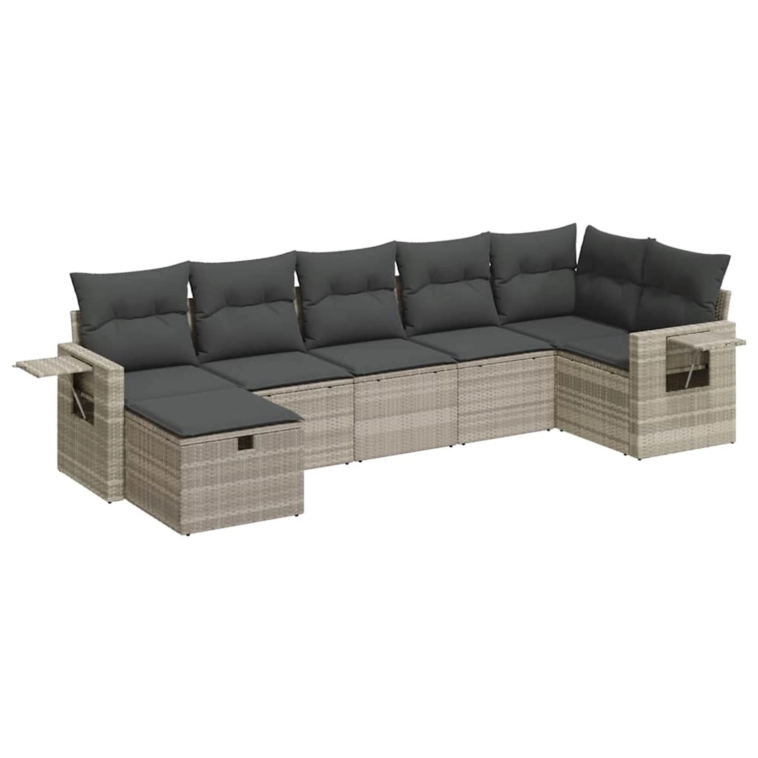 vidaXL 7-Tlg Garten-Sofagarnitur mit Kissen Hellgrau Poly Rattan 3325508 günstig online kaufen