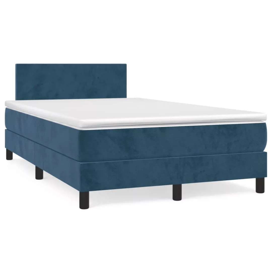 Vidaxl Boxspringbett Mit Matratze Dunkelblau 120x200 Cm Samt günstig online kaufen