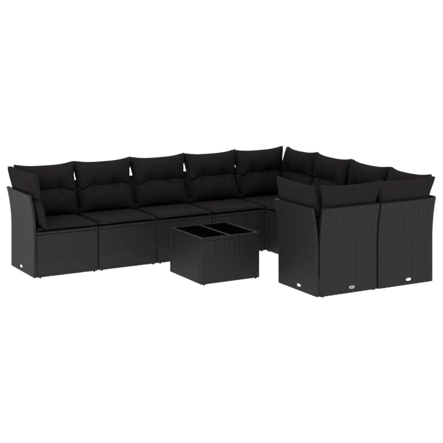 vidaXL 10-tlg Garten-Sofagarnitur mit Kissen Schwarz Poly Rattan Modell 21 günstig online kaufen