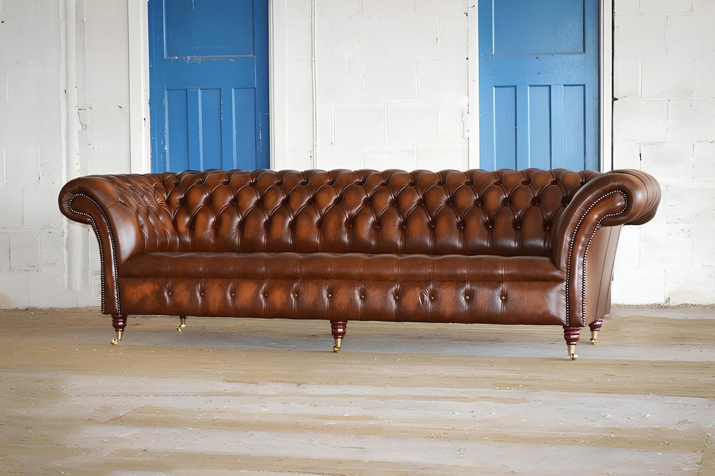 Xlmoebel Sofa Neue Chesterfield-Sofagarnitur in Braun für vier Personen, He günstig online kaufen