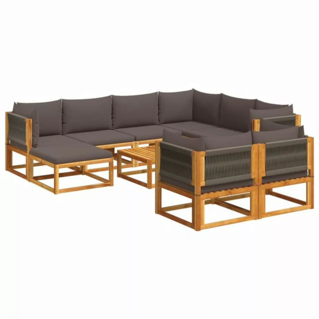 vidaXL Loungesofa 10-tlg. Garten-Sofagarnitur mit Kissen Massivholz Akazie, günstig online kaufen