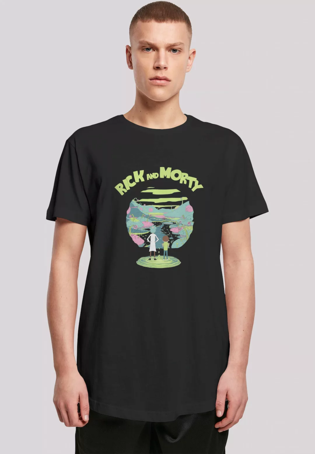 F4NT4STIC Kurzarmshirt F4NT4STIC Herren Rick and Morty with Shaped Long Tee günstig online kaufen