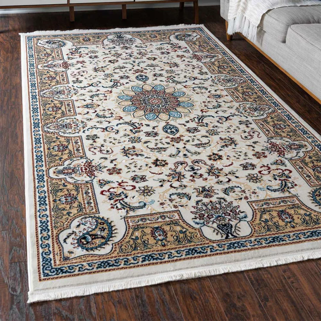 Teppich 150x245 cm in Cremefarben und Braun orientalischem Muster günstig online kaufen