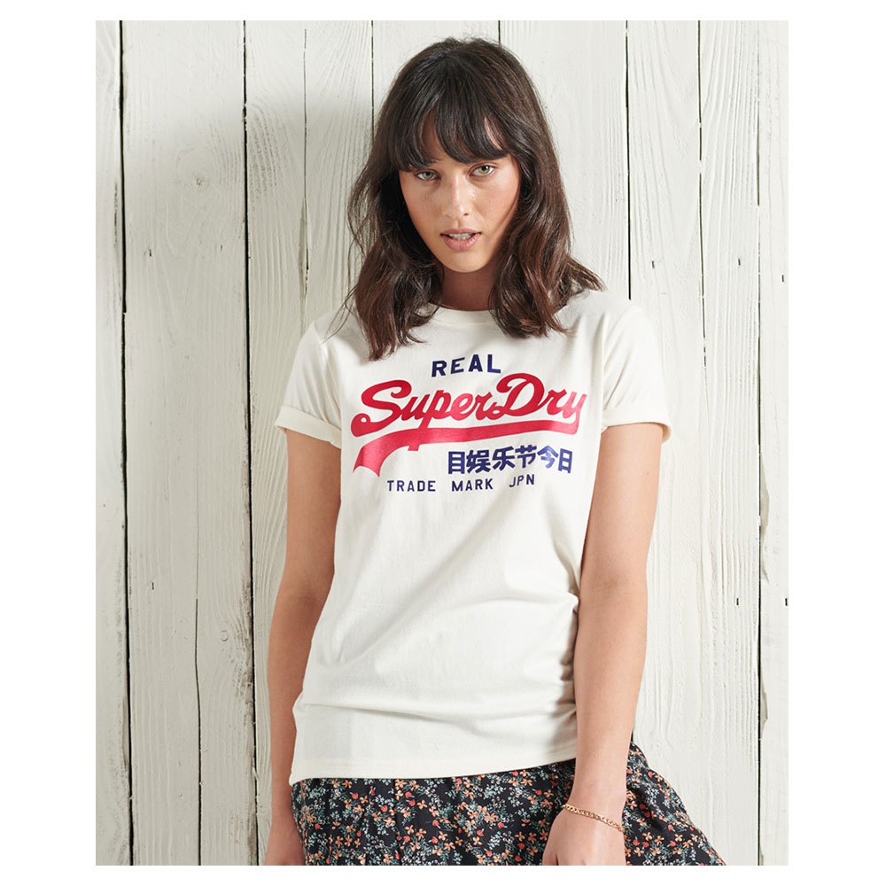 Superdry Vintage Logo Duo Satin Kurzarm T-shirt S Couture White günstig online kaufen