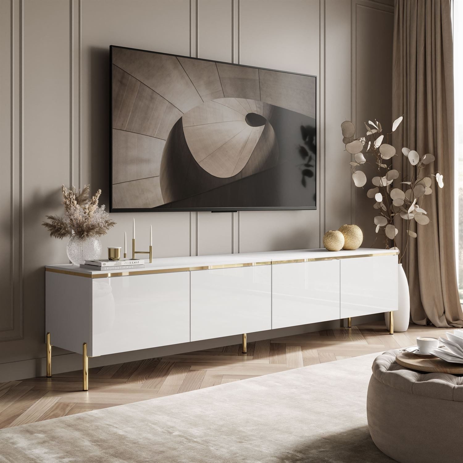 ALLHOUSE24 TV-Schrank NELLY Metallbeine LED Beleuchtung günstig online kaufen