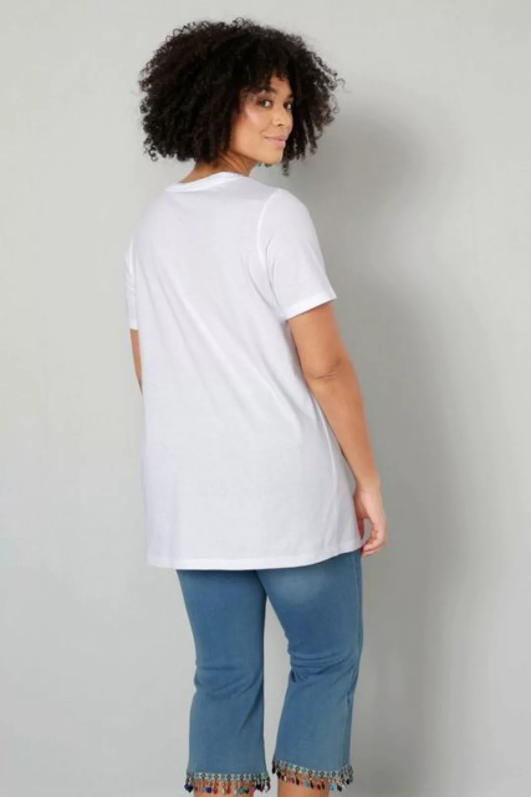 Angel of Style Rundhalsshirt T-Shirt Classic Fit Schrift Applikationen Rund günstig online kaufen