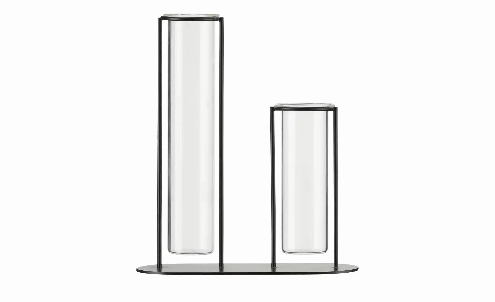 HOME STORY 2er Vase   ¦ schwarz ¦ Eisen,Glas ¦ Maße (cm): B: 15 H: 17,5 T: günstig online kaufen