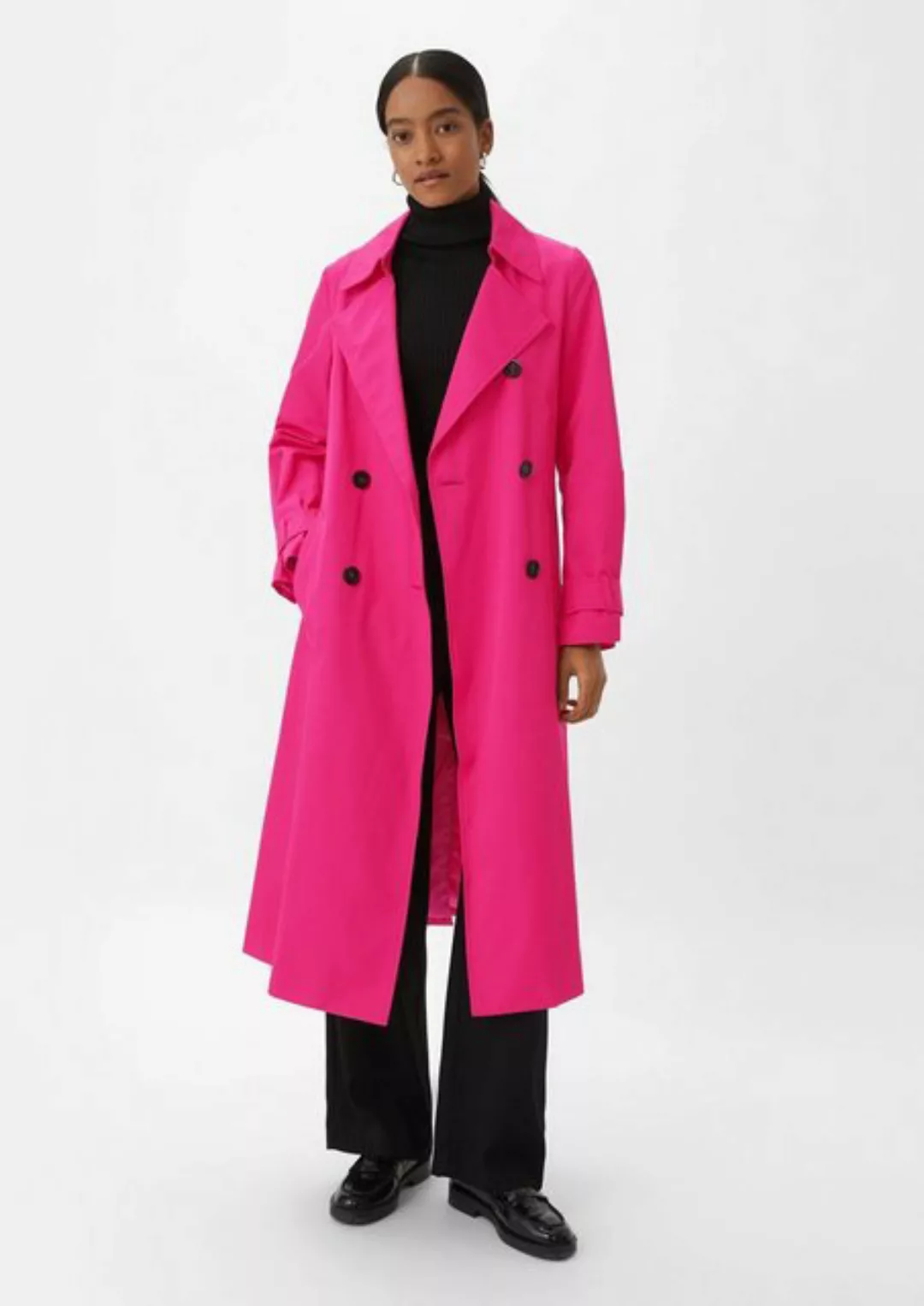 Comma Langmantel Trenchcoat mit Bindegürtel Zierknopf günstig online kaufen