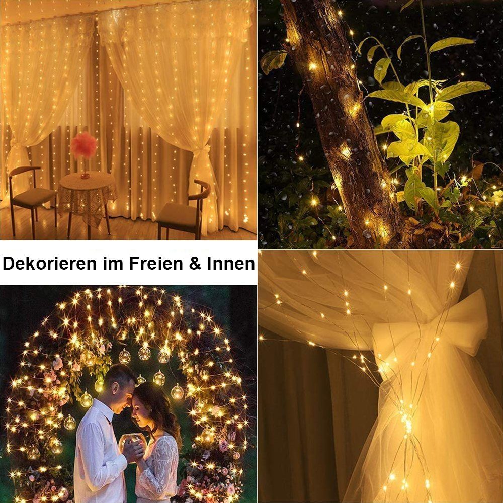 MUPOO LED-Lichtervorhang 3M*3M 300 LED USB günstig online kaufen