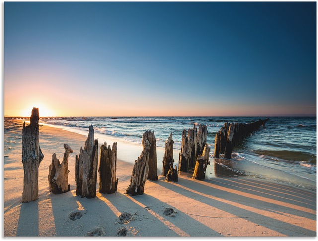 Artland Wandbild "Sonnenuntergang Strand Wellenbrecher", Meer Bilder, (1 St günstig online kaufen