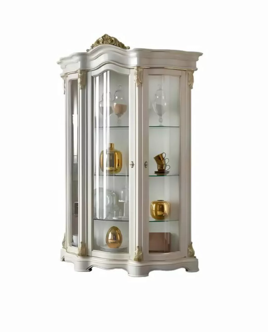 Xlmoebel Vitrine Holzvitrine im klassischen Weiß-Design mit Glastüren für d günstig online kaufen