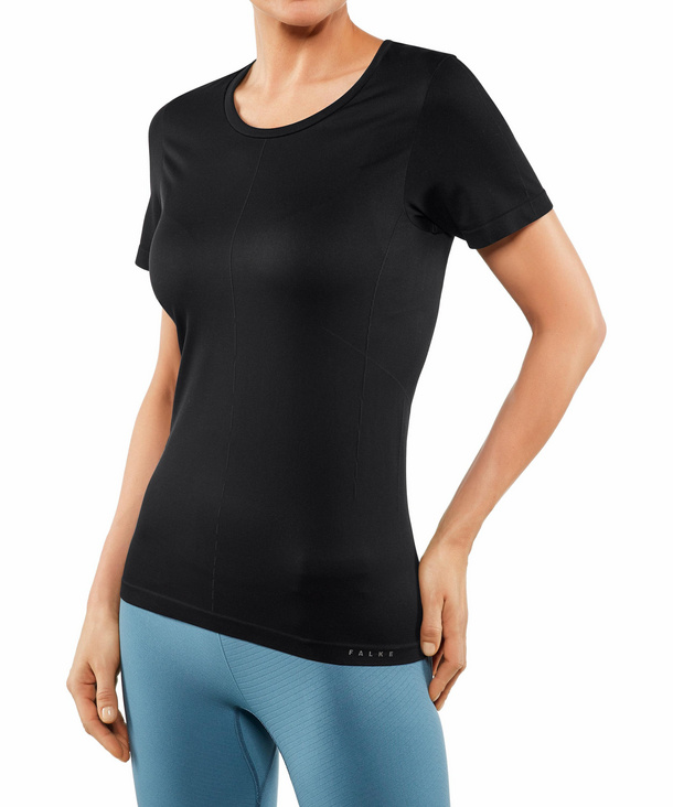 FALKE Damen T-Shirt Rundhals, XS-S, Schwarz, Uni, 65030-300001 günstig online kaufen