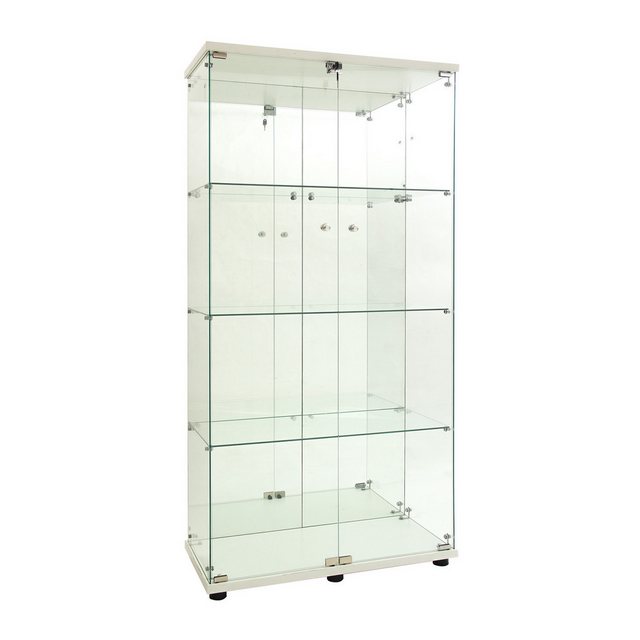 FUROKOY Glasvitrine Glasvitrine Glas Standvitrinen, Vierfach-Vitrine aus ge günstig online kaufen