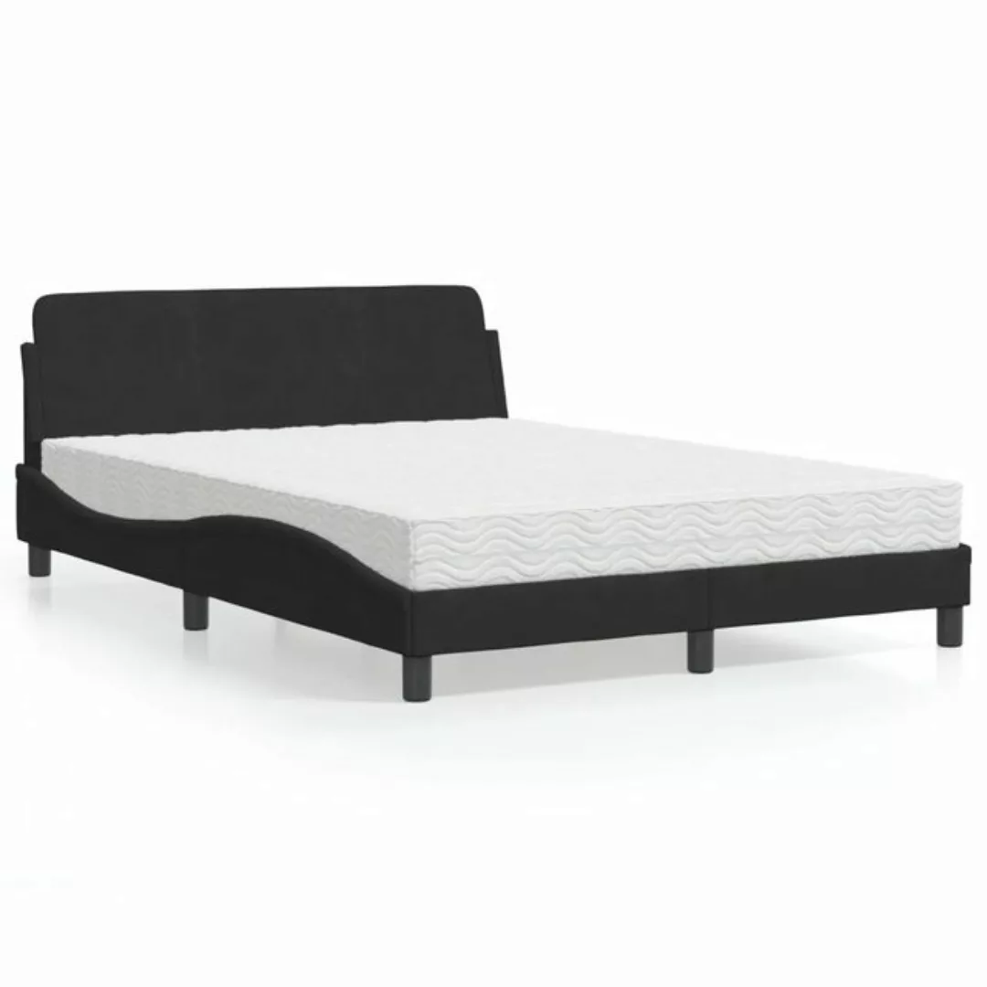 vidaXL Bettgestell Bett mit Matratze Schwarz 120x200 cm Samt Bett Bettgeste günstig online kaufen