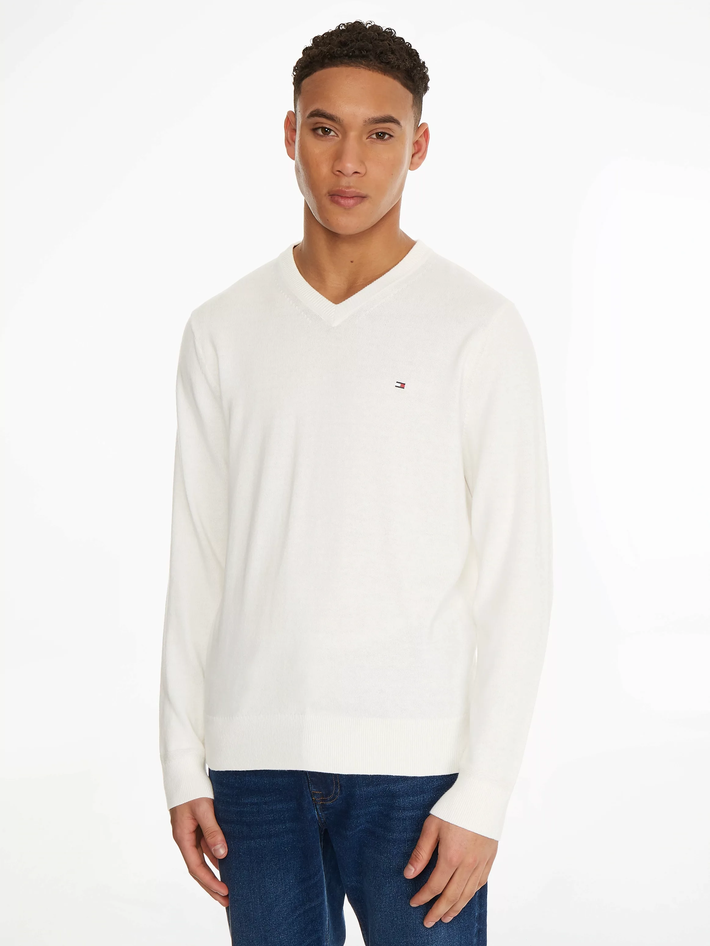 Tommy Hilfiger V-Ausschnitt-Pullover "PIMA ORG CTN CASHMERE V NECK" günstig online kaufen