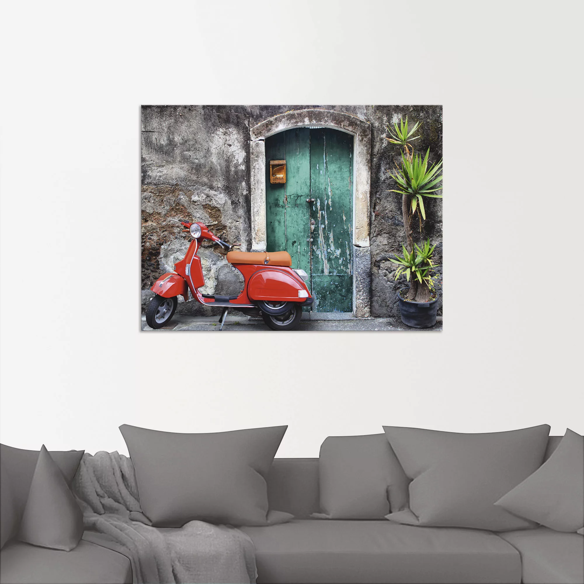 Artland Wandbild "Roter Motorroller", Motorräder & Roller, (1 St.), als Alu günstig online kaufen