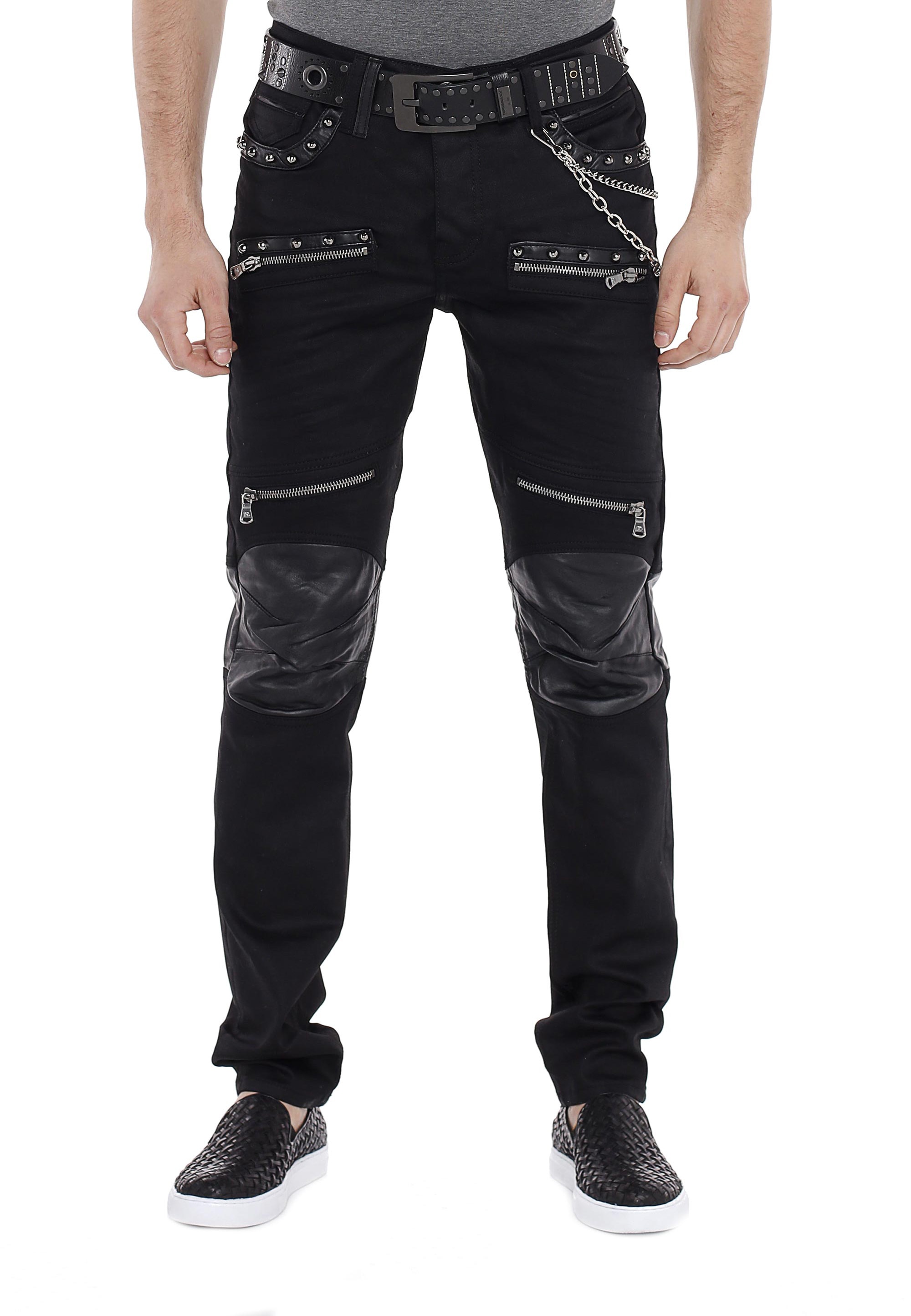 Cipo & Baxx Slim-fit-Jeans, mit Leder Einsatz günstig online kaufen