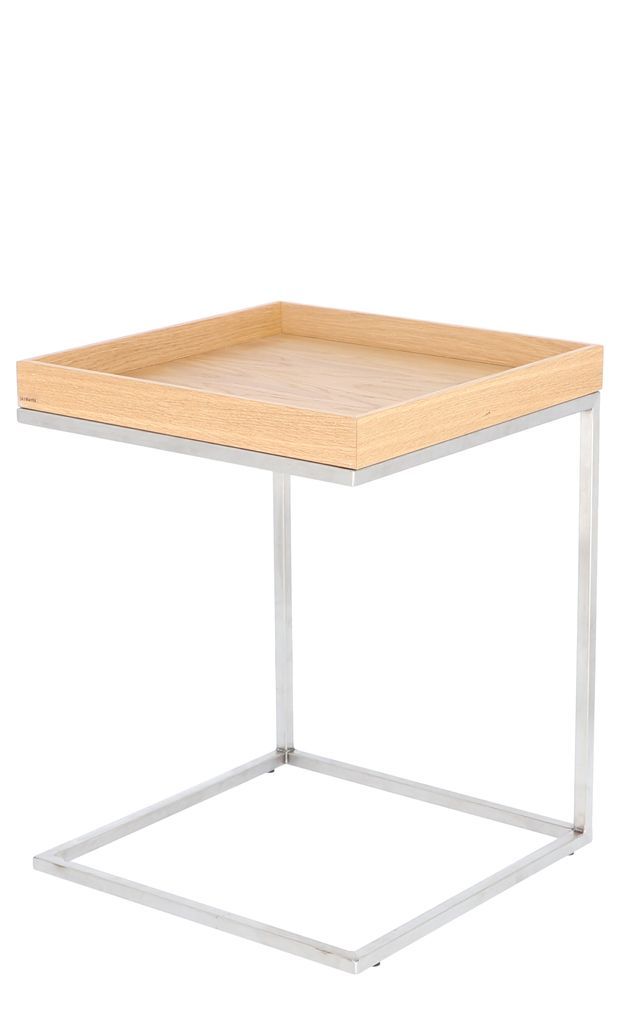 Beistelltisch Pizzo U-Form Tablett Eiche Natur / Gestell Edelstahl günstig online kaufen