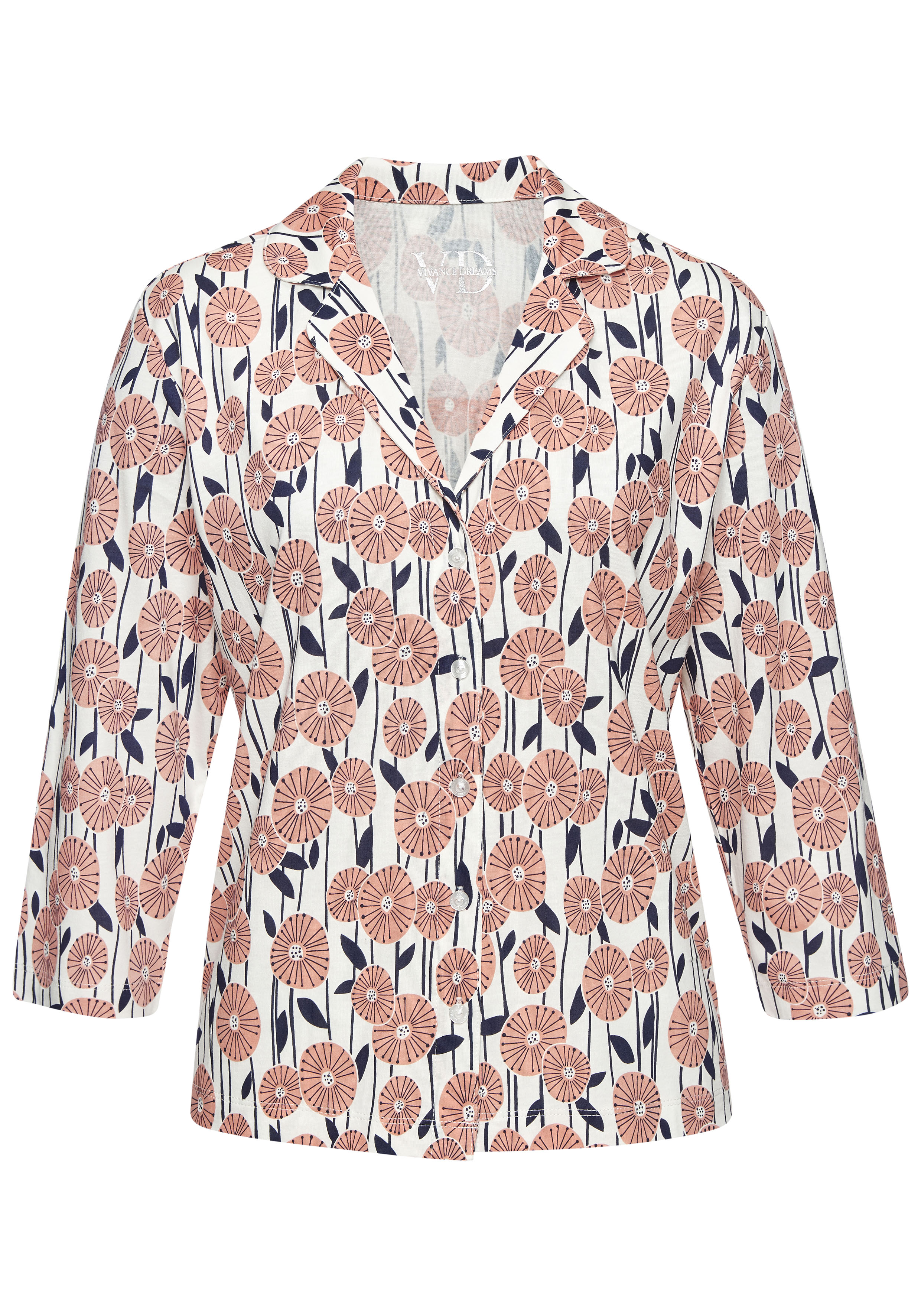 Vivance Dreams Pyjamaoberteil, Mit schönem Alloverdruck günstig online kaufen