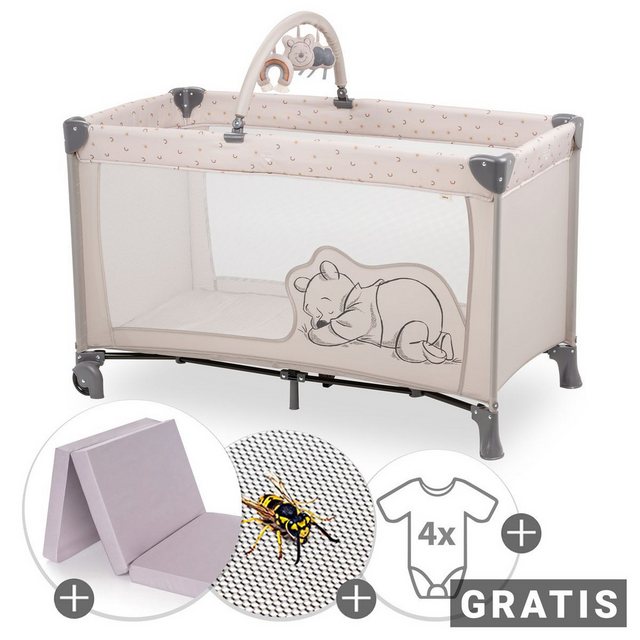 Hauck Baby-Reisebett Dream`n Play Go Set - Pooh Rainbow Beige, Kinder Babyr günstig online kaufen