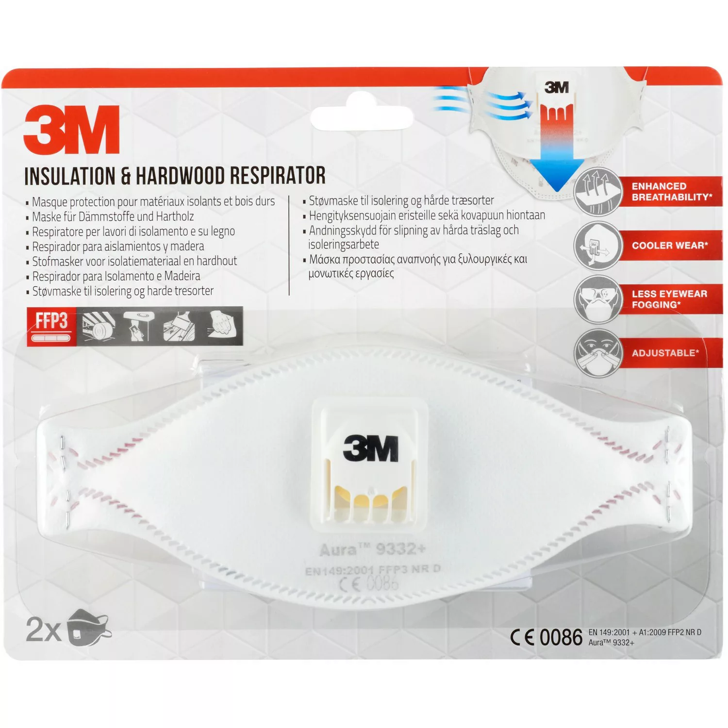 3M Aura Maske für Dämmstoffe und Hartholz 9332+ günstig online kaufen