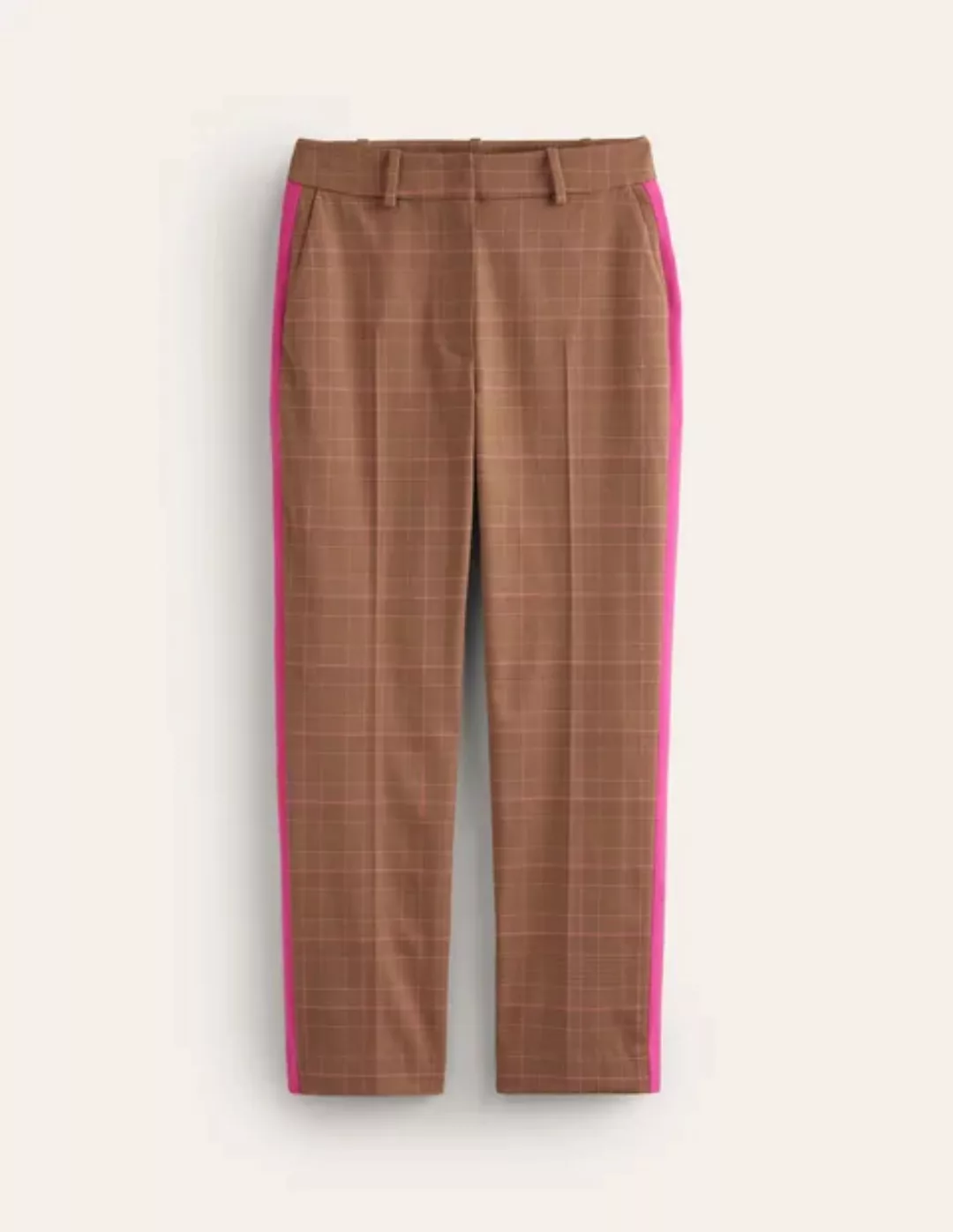 Kew Karierte Hose mit seitlichen Streifen Damen Boden, Braun und Pink karie günstig online kaufen