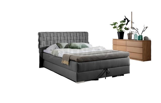 Xlmoebel Bett Neu Luxus Hotel Bett in Grau mit Textilbezug, 200x200cm Boxsp günstig online kaufen