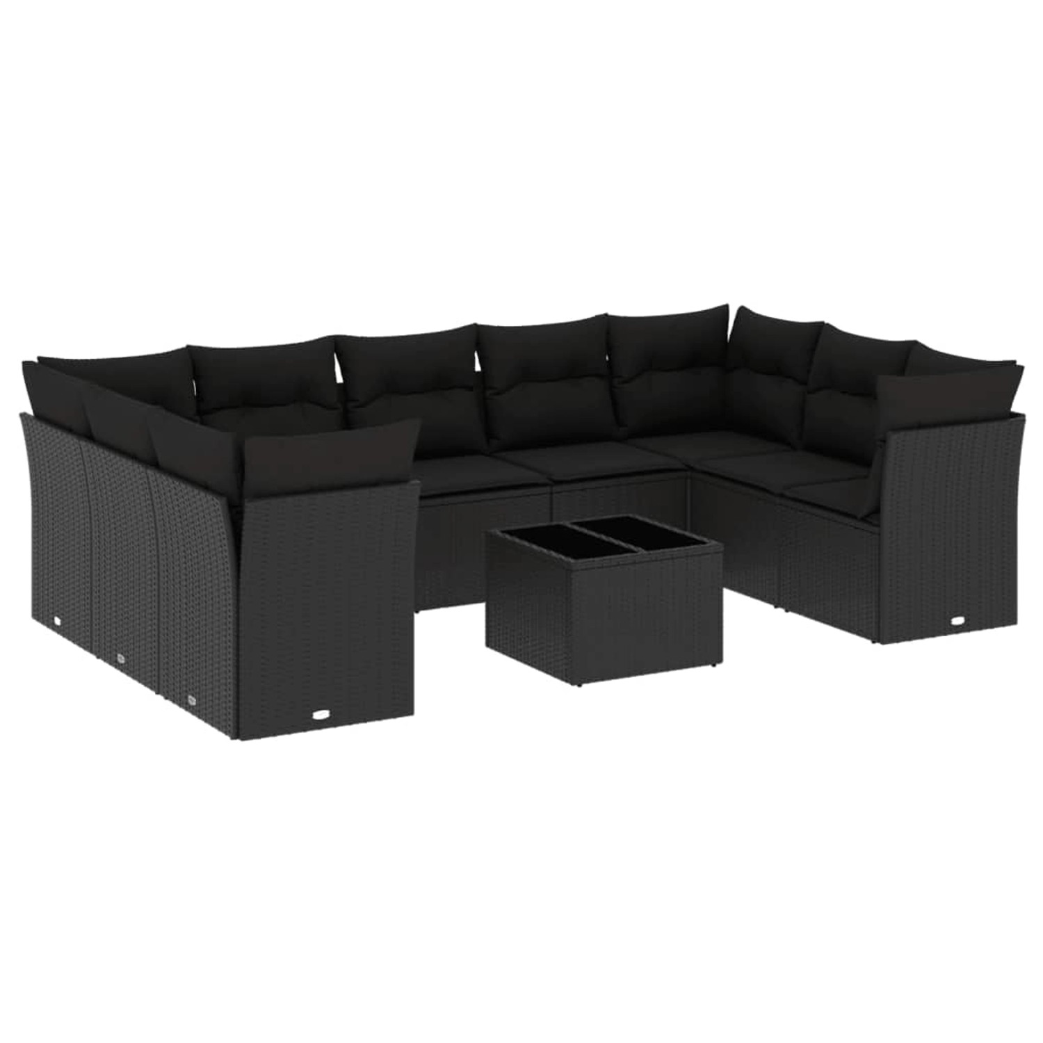 vidaXL 10-tlg Garten-Sofagarnitur mit Kissen Schwarz Poly Rattan Modell 23 günstig online kaufen