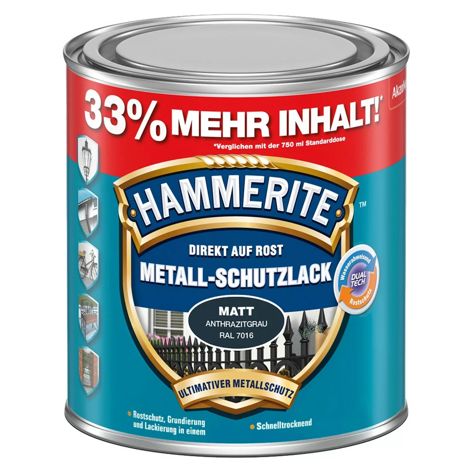 Hammerite Metall-Schutzlack Anthrazitgrau matt 1 l günstig online kaufen