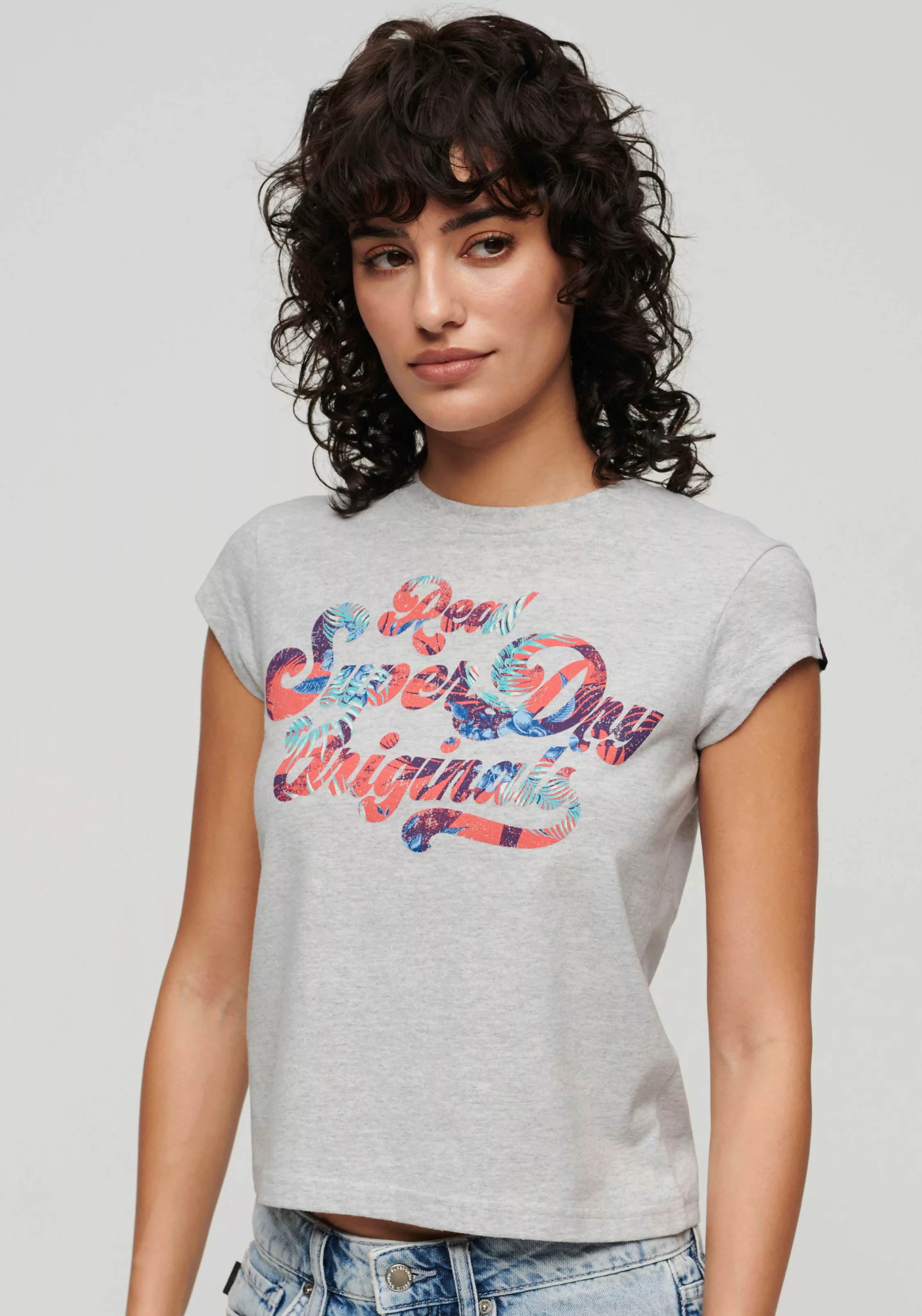 Superdry Print-Shirt "FLORAL SCRIPTED CAP SLV TEE" günstig online kaufen