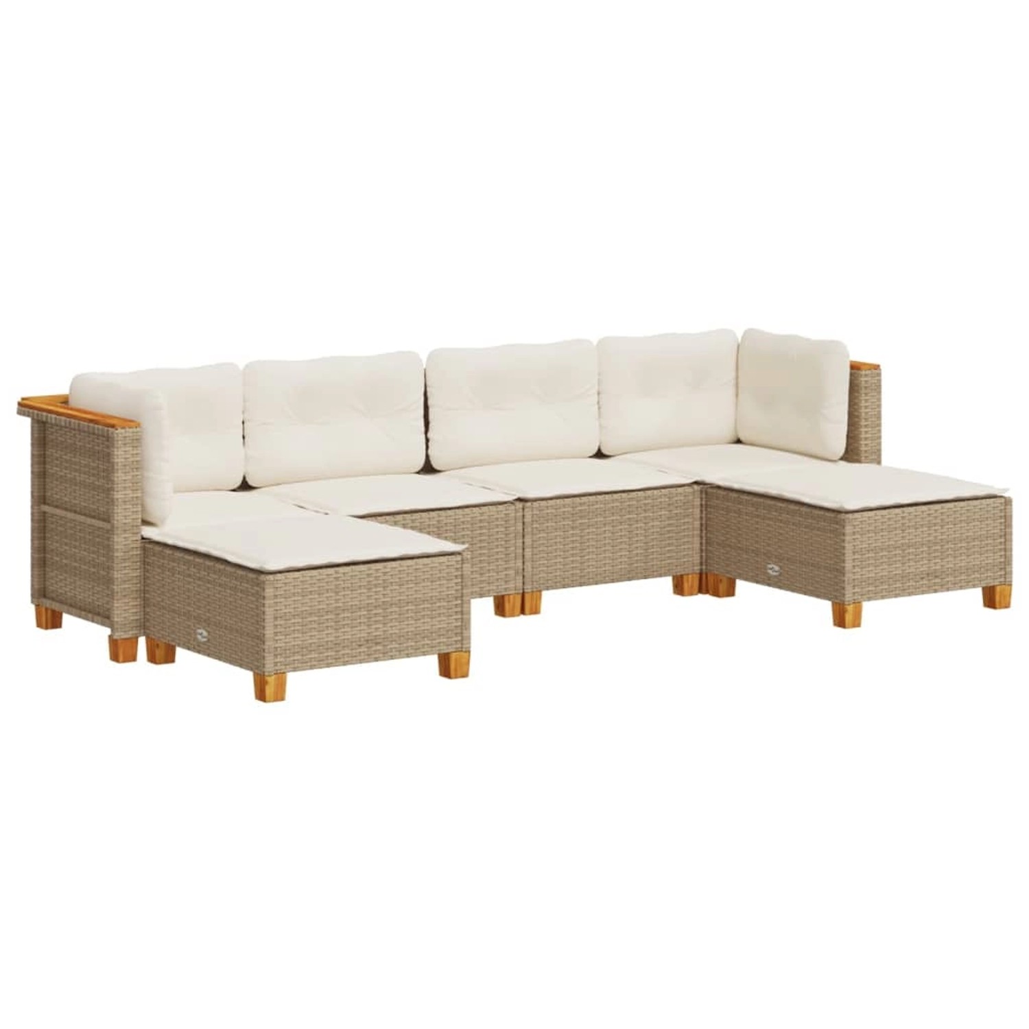 vidaXL 6-Tlg Garten-Sofagarnitur mit Kissen Beige Poly Rattan 3261949 günstig online kaufen