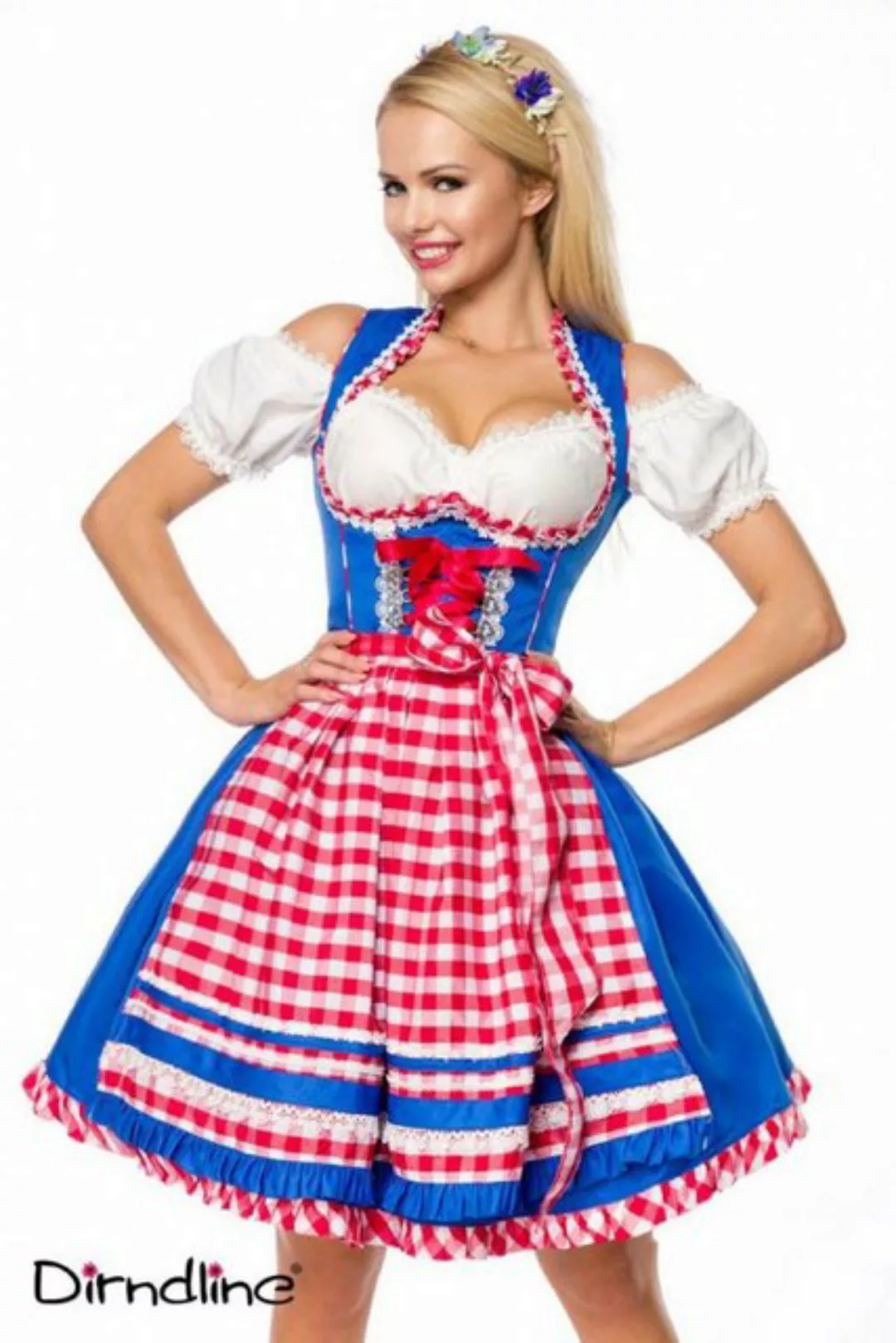 Dirndline Dirndl Dirndline - Unterbrustdirndl mit Karoschürze - (L,M,S,XL,2 günstig online kaufen