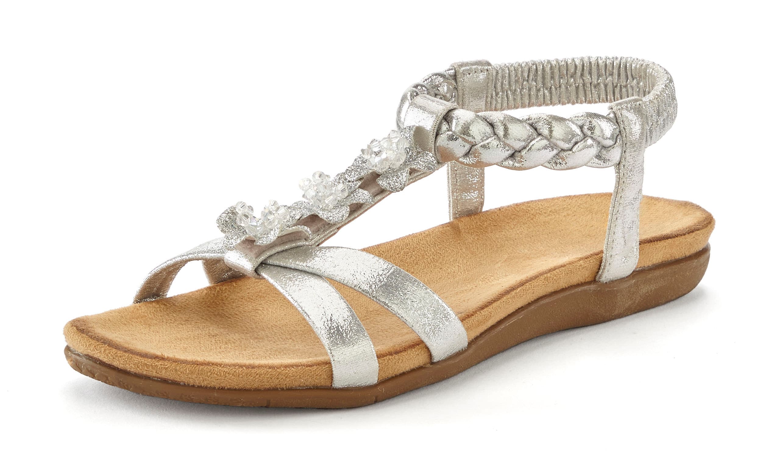 LASCANA Sandale, Sandalette, Sommerschuh mit Schmucksteinchen und elastisch günstig online kaufen