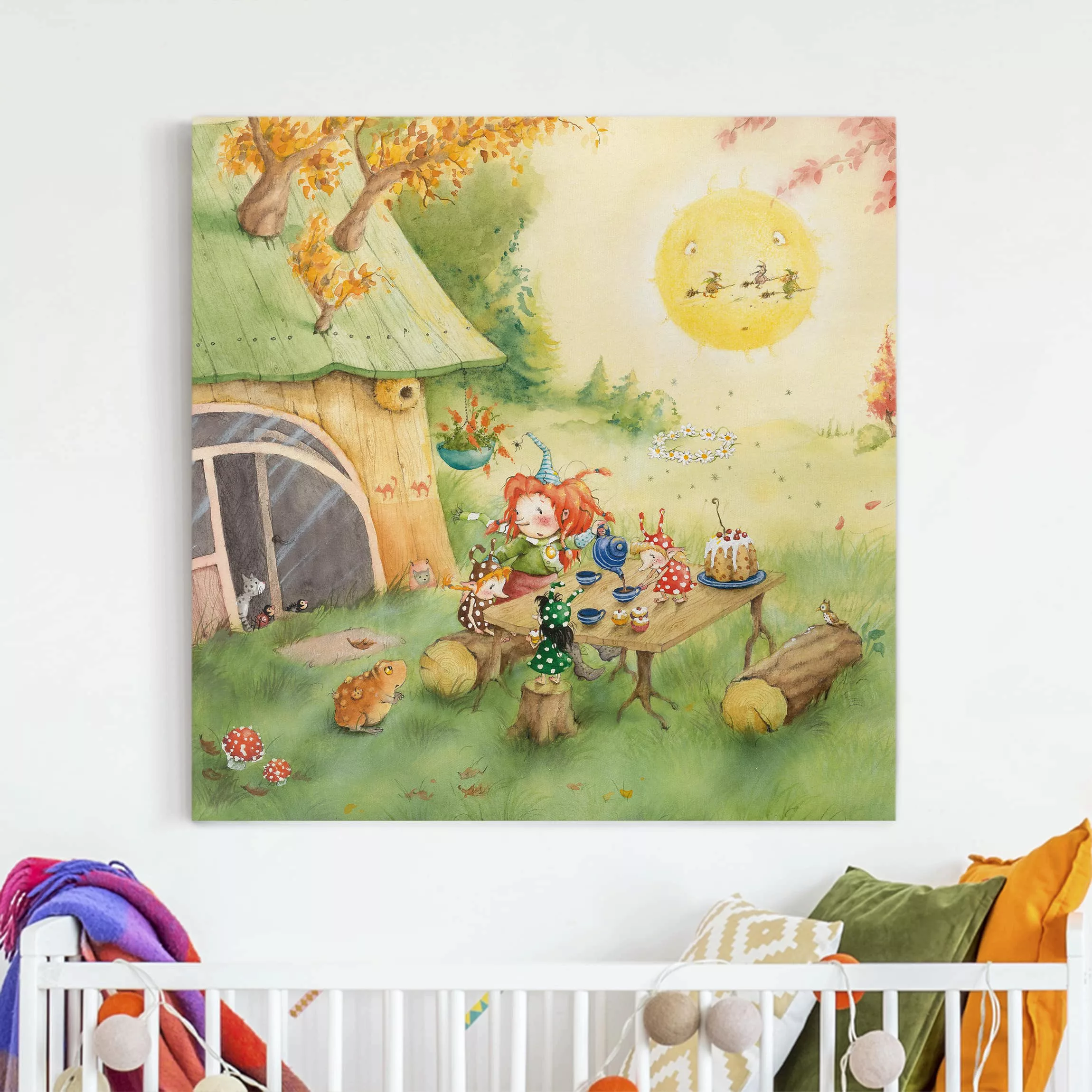 Leinwandbild Kinderzimmer - Quadrat Frida die kleine Waldhexe - Frida frühs günstig online kaufen