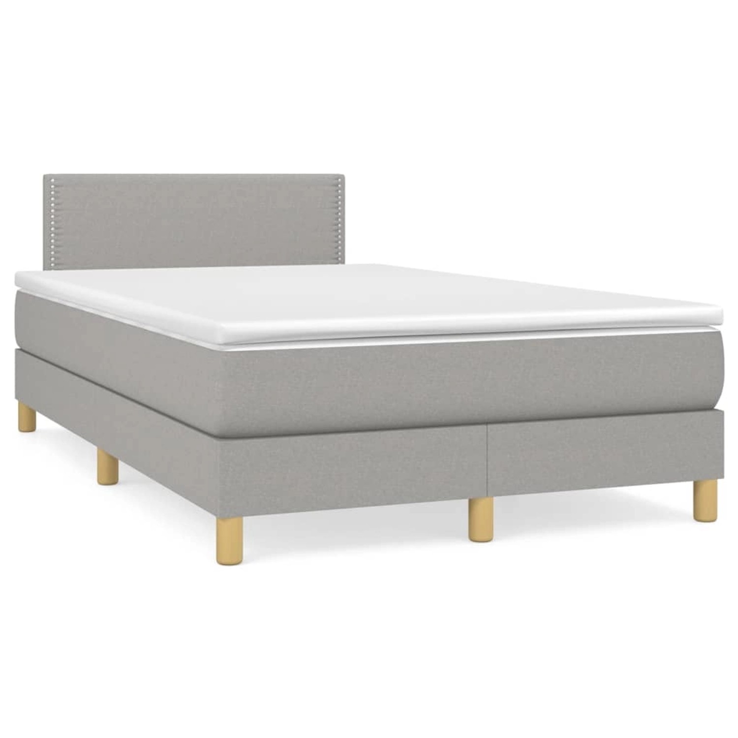 vidaXL Boxspringbett Boxspringbett mit Matratze Hellgrau 120x200 cm Stoff B günstig online kaufen