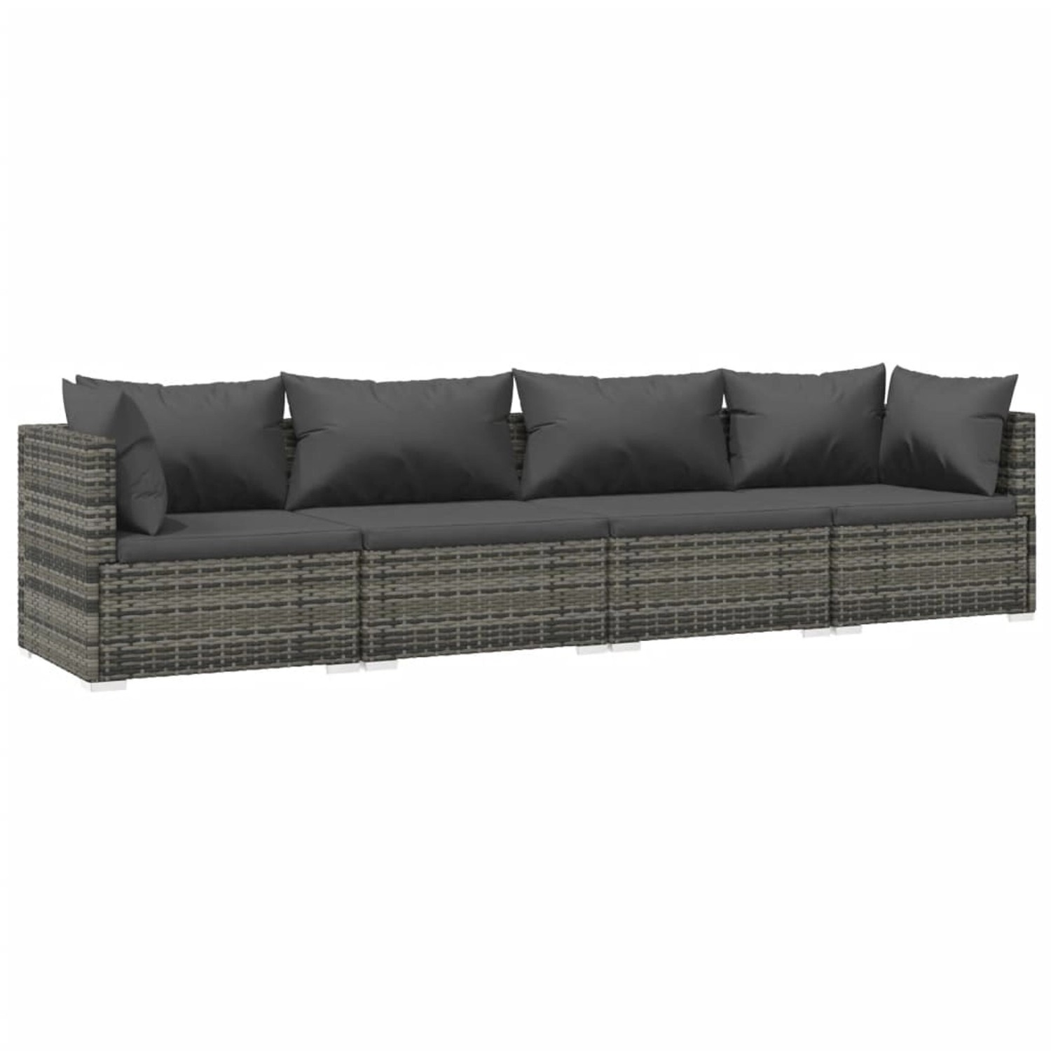 Vidaxl 4-tlg. Garten-lounge-set Mit Kissen Poly Rattan Grau günstig online kaufen