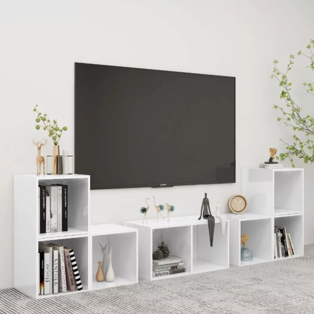 6-tlg. Tv-schrank-set Weiß Spanplatte günstig online kaufen