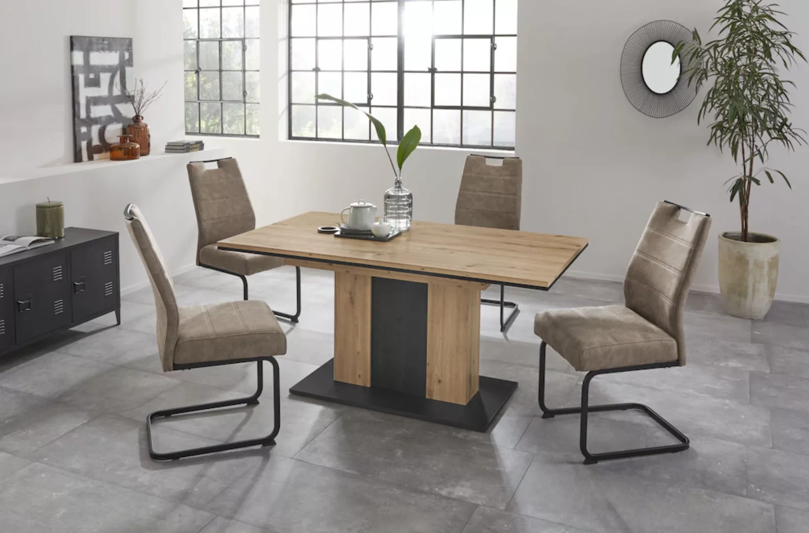 HELA Essgruppe "ATLANTA", (5 tlg., 1 Tisch / 4 Stühle), Tischplatte auszieh günstig online kaufen