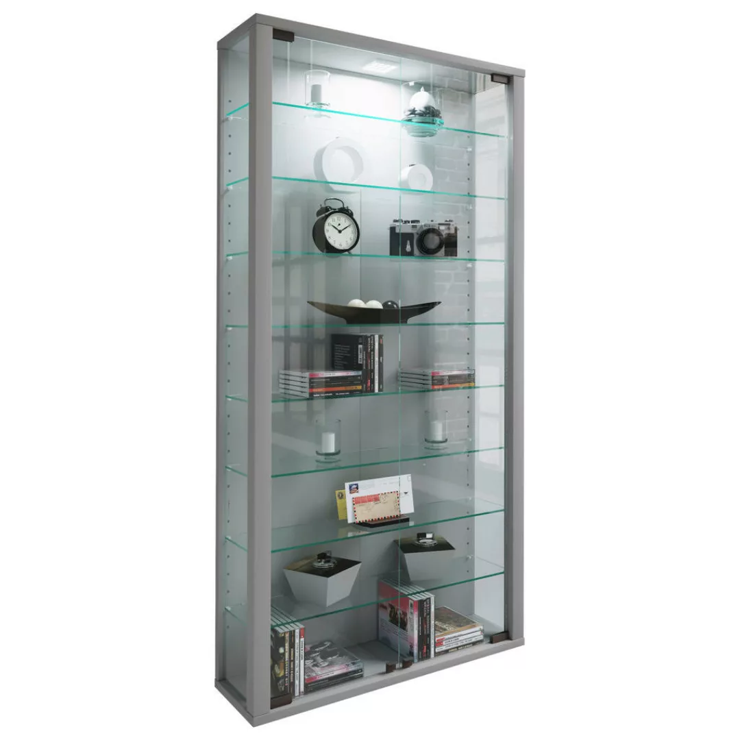 Vitrine Vitrosa Maxi silber Holzwerkstoff Glas B/H/T: ca. 59x113x18 cm günstig online kaufen