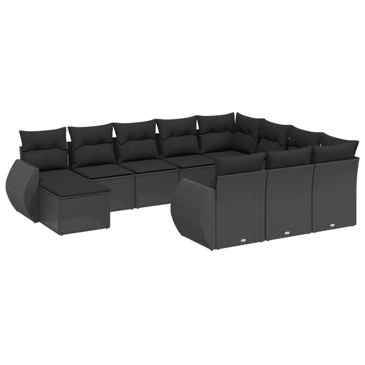 vidaXL 11-Tlg Garten-Sofagarnitur mit Kissen Schwarz Poly Rattan 3225187 günstig online kaufen