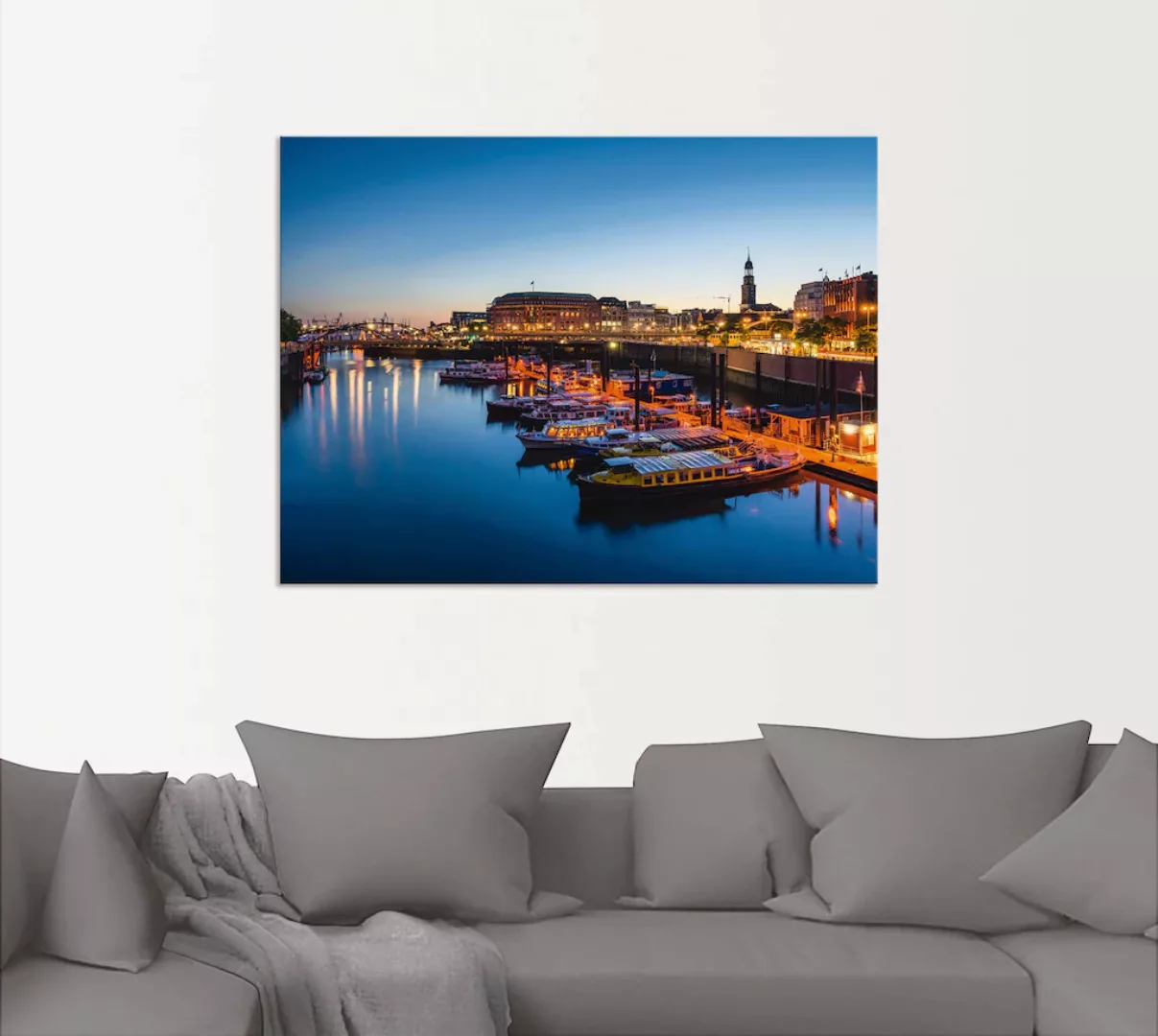 Artland Wandbild »Hamburg Hafen Panorama mit Michel«, Deutschland, (1 St.), günstig online kaufen