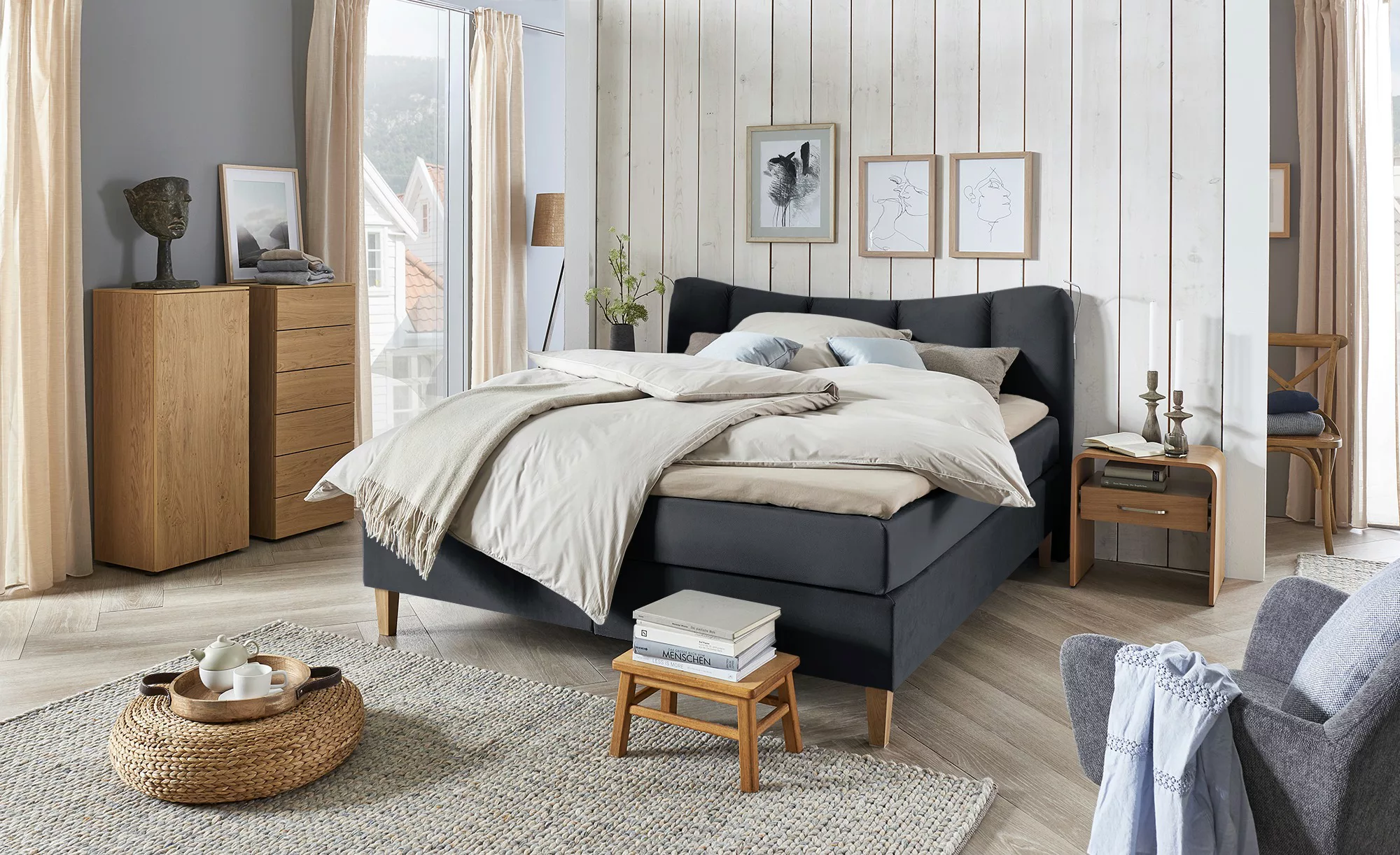 SKAGEN BEDS Boxspringbett  Dalur ¦ schwarz ¦ Maße (cm): B: 180 H: 110 Bette günstig online kaufen