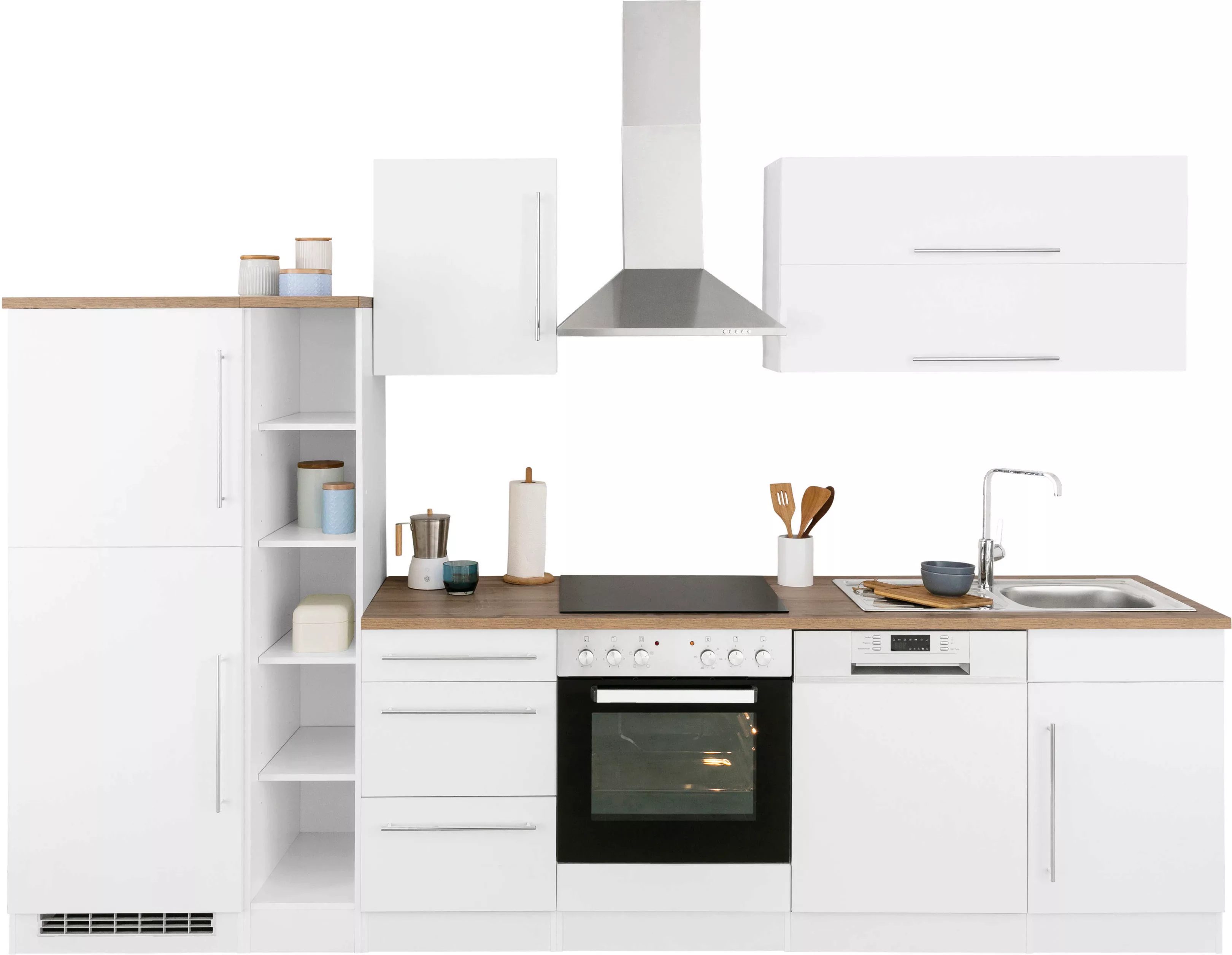 Kochstation Küchenzeile "KS-Samos", mit E-Geräten, Breite 310 cm günstig online kaufen