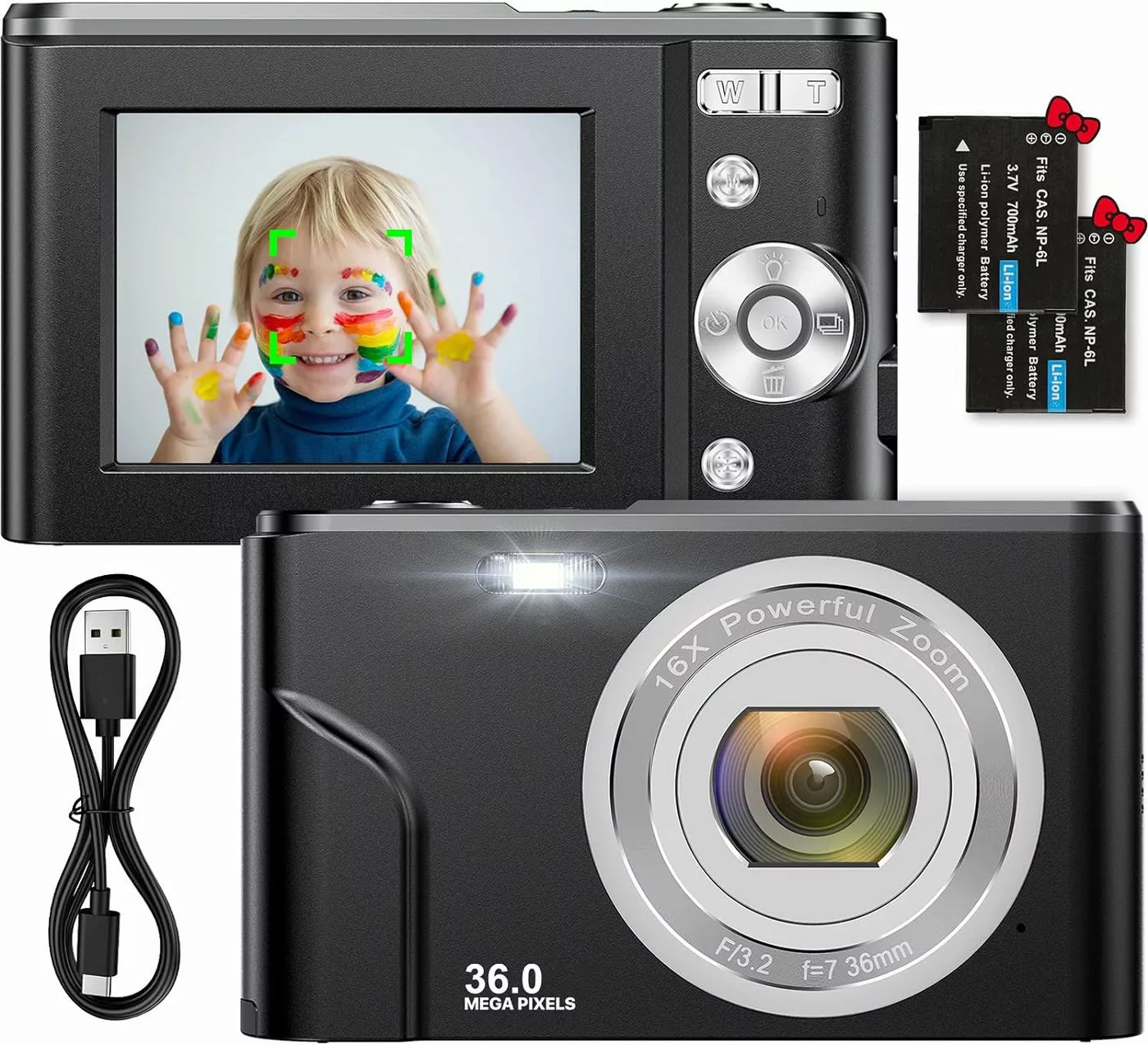 Nicamery Digital Kinderkamera (36 MP, 16x opt. Zoom, mit Gesichtserkennung, günstig online kaufen