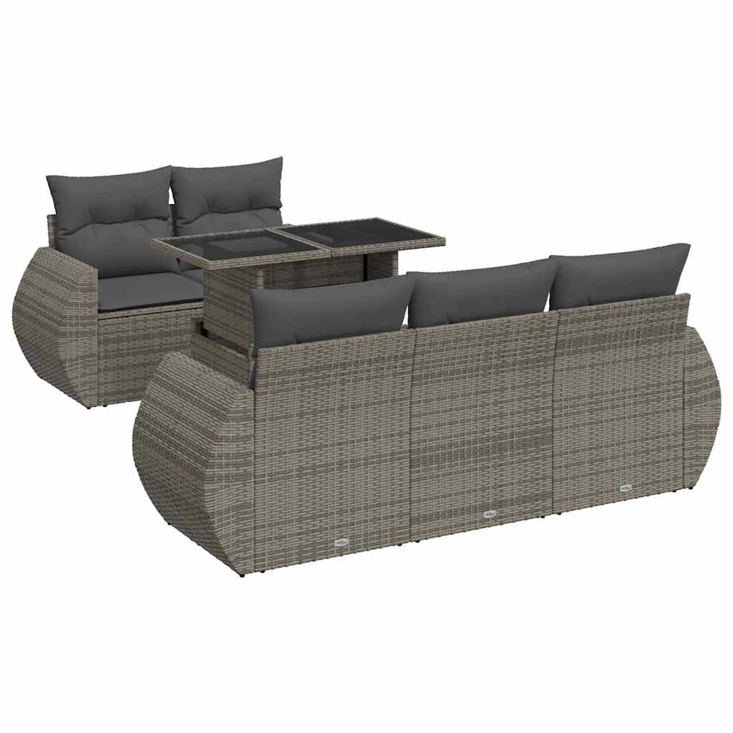 vidaXL 6-Tlg Garten-Sofagarnitur mit Kissen Grau Poly Rattan 3326571 günstig online kaufen