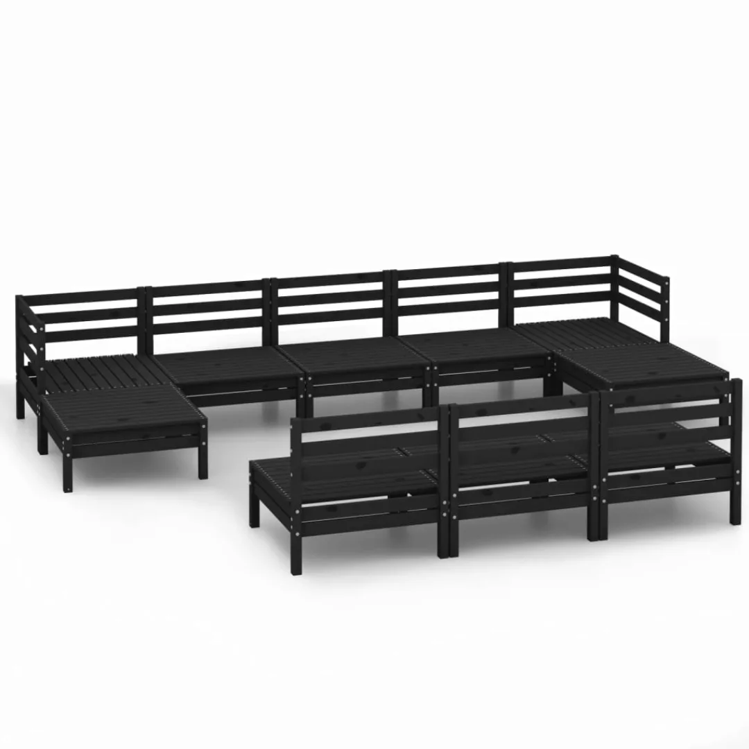 10-tlg. Garten-lounge-set Schwarz Massivholz Kiefer günstig online kaufen