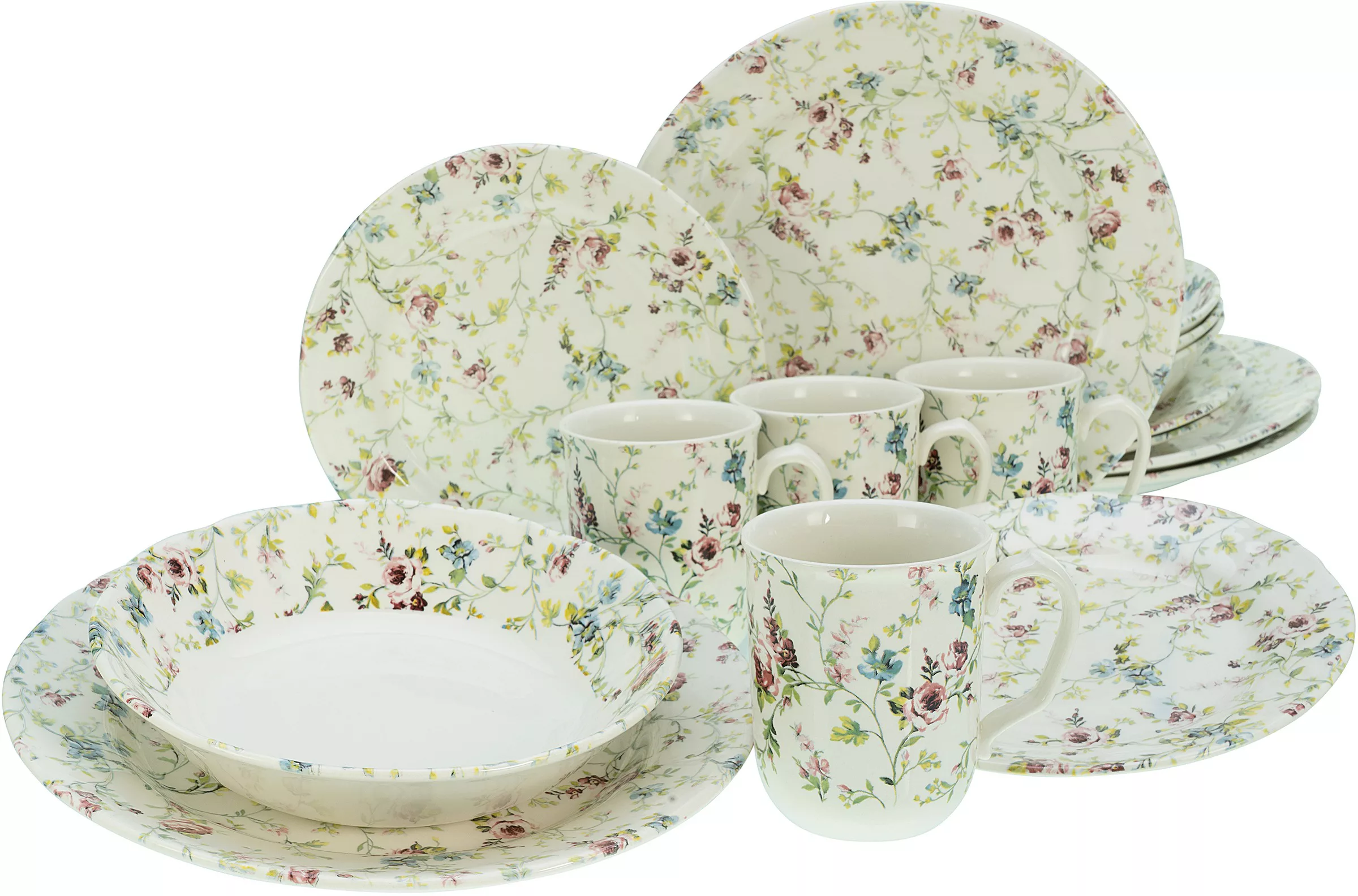 CreaTable Kombiservice »Geschirr-Set Rose Garden«, (Set, 16 tlg., Kaffeeser günstig online kaufen