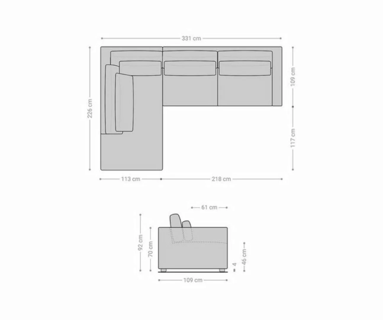 DELIFE Ecksofa Isla, Cord Beige 330x225 cm Ottomane links günstig online kaufen