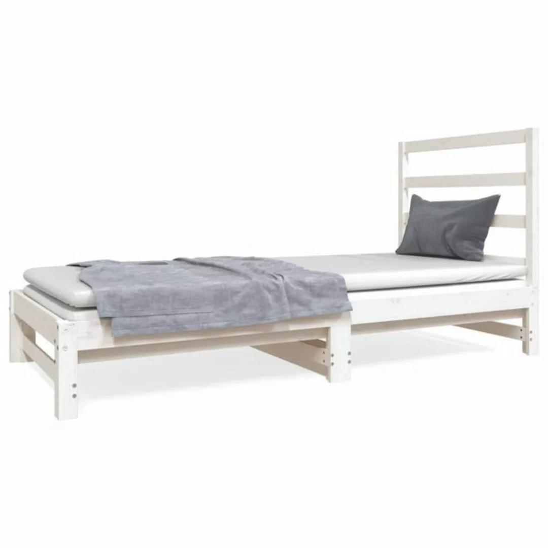 vidaXL Gästebett Gästebett Tagesbett Ausziehbar Weiß 2x90x190 cm Massivholz günstig online kaufen