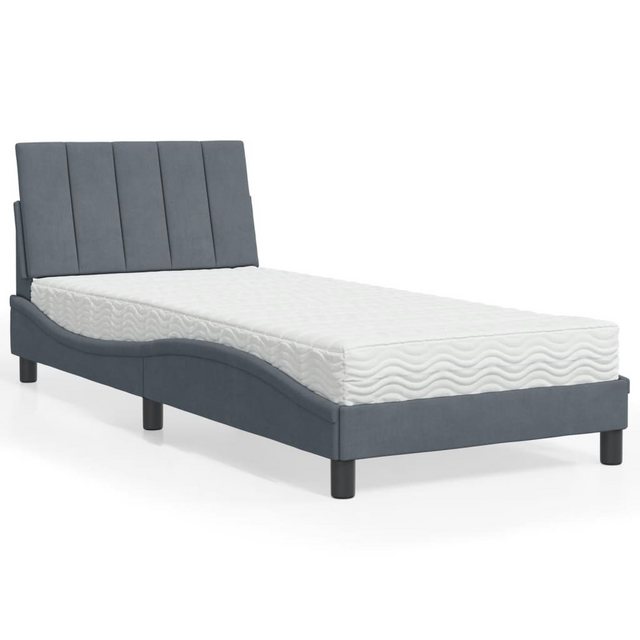 vidaXL Bett Bett mit Matratze Dunkelgrau 90x190 cm Samt günstig online kaufen